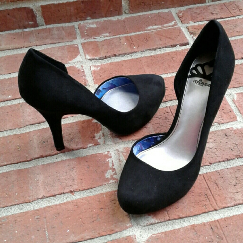 Fergalious Black Faux Suede Cutout High Heels